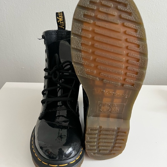 Black Patent Leather Lace-Up Boots - Picture 2 of 2